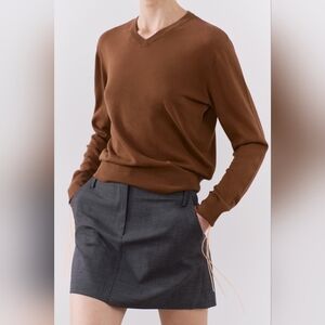 ZARA Collection Wool Blend Fray Edge Mini Skirt w/ Pockets Sz S Gray NEW